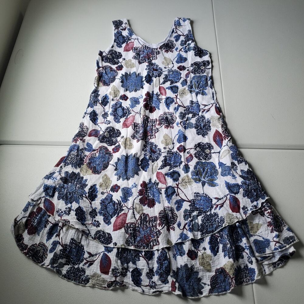 Radzoli Dress Womens Small Blue Floral Sleeveless Ruffle Hem Sundress - Picture 2 of 11